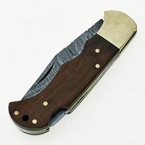 Couteau pliant artisanal à motif damas, à lame droite et pointe clip, avec verrouillage, compact, EDC, fournisseur en gros OEM ODM - Product Image 4
