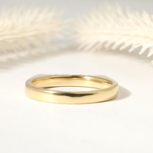 Bague de mariage empilable en or 10K 14K 18K de luxe avec diamant rond, bande horizontale et barre signet, bijoux fins pour femme - Product Image 3
