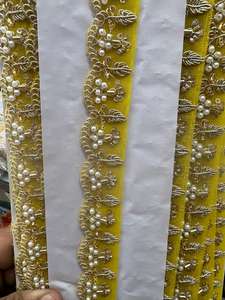 Tissu en dentelle brodé soluble dans l'eau, écologique, en polyester à motif arc-en-ciel métallique fantaisie avec perles de paillettes, 9 mètres, qualité supérieure pour chaussures - Product Image 3