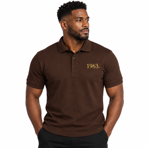 เสื้อโปโลผู้ชาย Iota Phi Theta สีน้ำตาล แขนสั้น ปักตัวอักษรกรีก คอปก ผ้าปิเก้ เสื้อลำลองสำหรับสมาคมนักศึกษา - Product Image 1