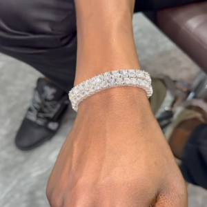 Bracelet tennis superposé unisexe en moissanite plaqué or et argent, style hip-hop de luxe, serti de diamants en griffes, chaîne de poignet superposée - Product Image 1