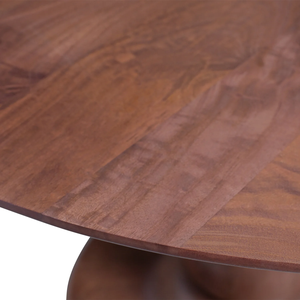 Table de salle à manger nordique en bois de manguier massif, design accrocheur, forme ronde, avec base sur pied décorée, options multicolores - Product Image 6