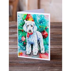 Cartes de vœux de Noël Bedlington Terrier lunatique Lot de 8 cartes de note vierges A7 taille 5x7 avec enveloppes - Product Image 2