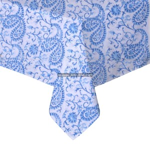100% Cotton Hand Block Printed Table Cloth Woven Decorative and Durable <b>Square</b> Cover for Center or Coffee Table - Product Image 2