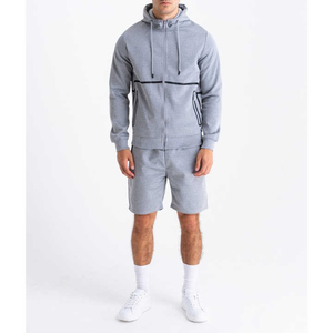 Ensemble de survêtement décontracté pour homme, pull à capuche et short, en polaire, séchage rapide, respirant, vêtements de sport d'extérieur confortables - Product Image 1