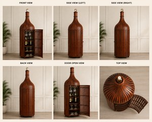 Mueble Bar para Vino en Forma de Botella, Hecho a Mano con Madera Sólida, Porta Botellas de Vidrio, Estante para Almacenamiento de Licores, Diseño Moderno y Antiguo para Hogar, Hotel, Comedor - Product Image 3
