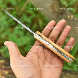 Couteau de chasse en acier Damas forgé à la main UA Supplies, lame à pointe tombante, manche en bois, étui en cuir, personnalisable ODM/OEM, usage industriel - Product Image 3