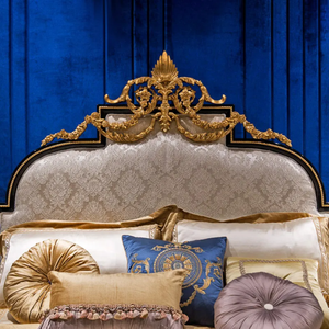 Juego de Dormitorio King Size de Madera de Caoba Sólida de Lujo, Cabecera Tallada a Mano con Detalles en Oro, Diseño Antiguo de Estilo Francés, para Hotel o Villa, Kiky - Product Image 3