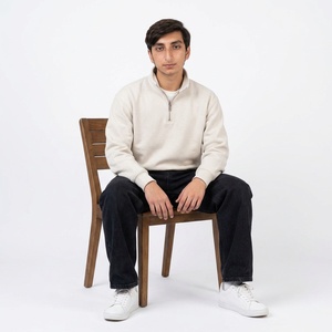 Custom Men Quarter Zip Sweatshirt Cotton Fleece Pullover Casual Streetwear Rib Cuff <b>Mock</b> <b>Neck</b> Warm Layered <b>Top</b> - Product Image 5