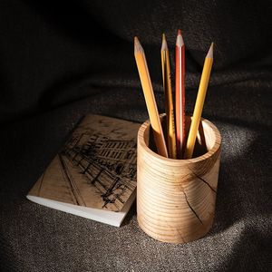<b>Bamboo</b> Wooden Pencil Holder Desk Organizer Natural Finish Eco-Friendly Office Supply Storage <b>Container</b> for Pens Pencils Scisso - Product Image 6
