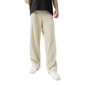 Pantalon de survêtement décontracté pour homme, coupe ample, jambe large, doublure polaire épaisse, anti-plis, avec cordon de serrage, 100% coton - Product Image 1