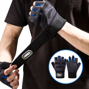 Gants de fitness mi-doigts en maille noire et rouge avec sangle de poignet réglable, unisexe, pour l'entraînement en salle de sport, amélioration de la préhension - Product Image 5