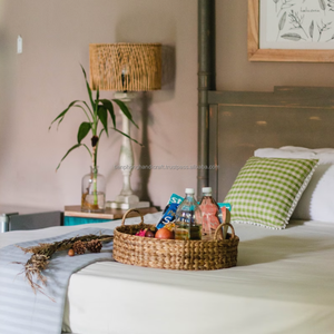 Plateau d'herbe de jacinthe d'eau en gros plat tissé à la main avec poignée - Product Image 6