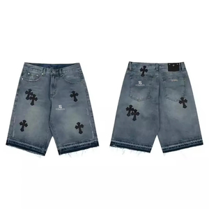 Shorts en jean déchiré pour homme, en coton délavé, longueur genou, style streetwear décontracté, avec poches, collection été 2026 - Product Image 2