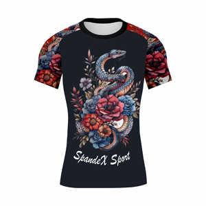 เสื้อรัดกล้ามเนื้อแขนสั้นแบบสั่งทำพิเศษ ลายโลโก้นักเล่นเซิร์ฟ MMA/BJJ  แบบซับลิเมชั่น  ลายออกแบบสำหรับยิวยิตสู  เสื้อรัดกล้ามเนื้อสั่งทำพิเศษ - Product Image 1