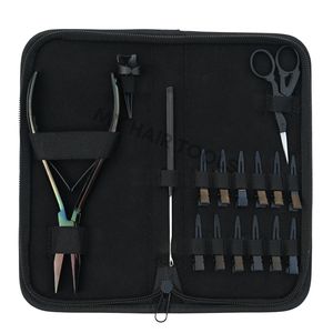 Complete Hair Extension tools Applicator Kit with Flat Bead Crimper plier <b>Tape</b> in plier Hair Tool Comb Parting Finger & Clips - Product Image 5