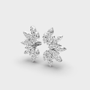 IGI Certified Lab Grown Round Diamond Stud Earrings Solid 925 Sterling Silver <b>Leaf</b> Cluster Floral Diamond Earrings - Product Image 2
