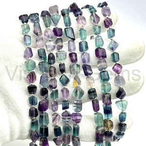 Cuentas de Fluorita Natural Multicolor Facetadas en Forma de Pepita, 5x7-6x8MM, Cuentas Sueltas de Fluorita para Joyería y Fabricación de Collares - Product Image 5