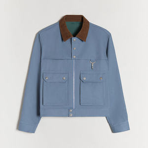 Custom Men's Vintage <b>Canvas</b> <b>Work</b> <b>Jacket</b> Casual Winter Turn Collar Cashmere Outdoor Streetwear Coat - Product Image 3