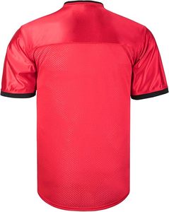 <b>Red</b> V-Neck Mesh Football Jersey Short Sleeve Lightweight Polyester Sport T-Shirt <b>Red</b> Jersey - Product Image 2