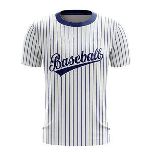 T-shirt de baseball rayé tendance pour homme, manches courtes, col rond, maillot de sport par sublimation, impression logo avant, coupe classique - Product Image 5