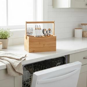 Organizador de utensilios de madera estilo cesta, almacenamiento multiusos, perfecto para papelería, maquillaje y organizador de mesa de cocina - Product Image 4
