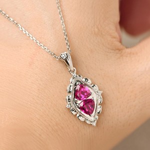 Custom Ruby Pendant Pendant Vintage Milgrain Sterling <b>Silver</b> Wedding Jewelry July Birthstone Pendant - Product Image 6