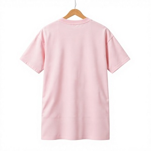 เสื้อยืดแขนสั้นสีชมพูล้วนสำหรับผู้ชาย คอกลม คลาสสิก สบายๆ ผ้าฝ้าย - Product Image 5
