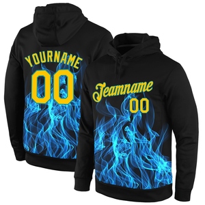 Sudadera con Capucha para Hombre, Diseño Nuevo, Venta al Por Mayor Directa de Fábrica, Personalizada, con Parches Negros y Azul Agua, Ecológica, Corte Holgado - Product Image 1