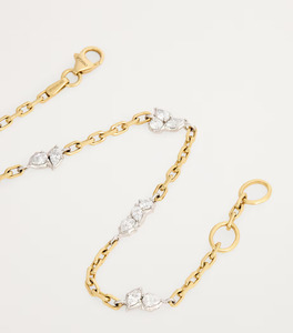 Yellow Gold Platinum Diamond Station <b>Bracelet</b>, Two Tone Diamond Chain <b>Bracelet</b>, Posey Inspired Luxury Floral Diamond <b>Bracelet</b> - Product Image 3