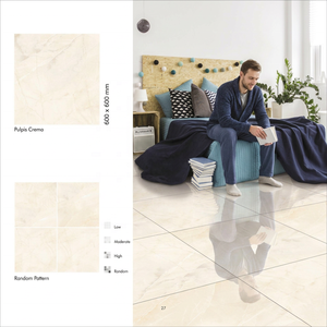 Carreaux de porcelaine satinée Kajaria blancs 600x600mm |   Carreaux de sol numériques à texture bois massif brillant pour usage extérieur, adhésifs, imitation brique. - Product Image 1