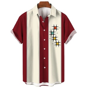 เสื้อเชิ๊ตผู้ชายแขนสั้นผ้าฝ้าย100% พิมพ์ลาย3D มีสไตล์เสื้อเชิ้ตคอปกพับลง - Product Image 6