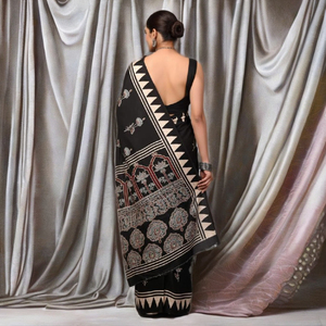 Elegant Modal Silk Saree Soft <b>Lightweight</b> Floral Printed Modern Ethnic Festival Party Quick Dry <b>Summer</b> Floor Length Wholesale - Product Image 4