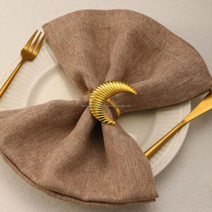 Rond de serviette en métal avec palmier Rond de serviette en or réutilisable pour la vaisselle Porte-serviettes pour hôtels et restaurants Vente à chaud - Product Image 3