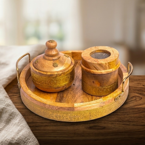 Quemador de incienso artesanal de madera de mango con incrustaciones de mosaico |   Juego de Bandeja y Caja Difusora de Incienso Árabe Multicolor para Decoración del Hogar - Product Image 3