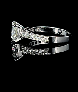 Anillo de Compromiso con Halo de Diamantes CVD de Corte Princesa de 2 Quilates, Plata de Ley 925, Acabado de Lujo EVVS2, Joyería Clásica - Product Image 3