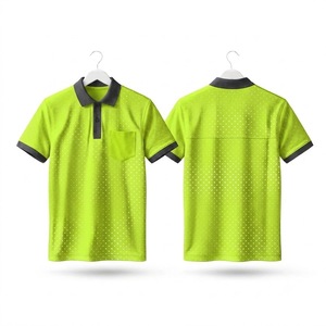 เสื้อโปโลผู้ชายสีเขียวมะนาวลายจุด แขนสั้น ผ้าถัก มีกระเป๋า ทรงปกติ - Product Image 1