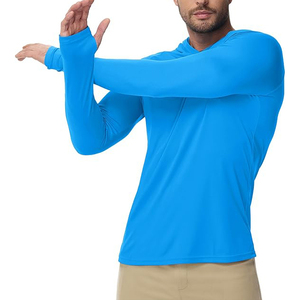 เสื้อสเวตเตอร์ถักแขนยาวมีฮู้ดสีน้ำเงินขายดีที่สุด แห้งเร็ว ทรงเข้ารูป สวมใส่สบายๆ สำหรับฤดูร้อน สีพื้น - Product Image 2