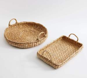 ถาดใส่ของทำจากผักตบชวาถักแบบดั้งเดิม สำหรับจัดระเบียบห้องนั่งเล่น ตกแต่งภายในบ้าน ราคาขายส่งสำหรับการค้าระหว่างประเทศ - Product Image 4