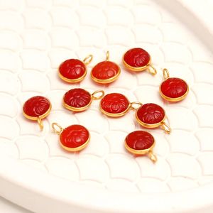 จี้หินคาร์เนเลียนรูปดอกไม้แกะสลักด้วยมือ พร้อมตัวเรือนเงินแท้ 925 สำหรับทำเครื่องประดับ ขายส่ง - Product Image 1