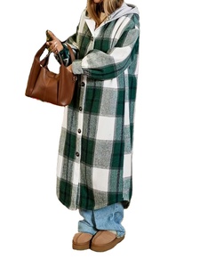 Women's Casual Striped Flannel Varsity Jacket with Long Sleeves Front Buttons Windproof & Stylish Design for Autumn Winter - Product Image 4