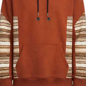 Sweat à capuche unisexe NEXTEX Canyon Stripe en molleton doux de coton, couleur terre cuite crème, chaud et graphique - Product Image 6