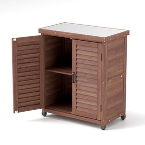 Panca da Giardino con Piano in Metallo e Armadietto Portaoggetti per Arredamento Esterno - Product Image 3