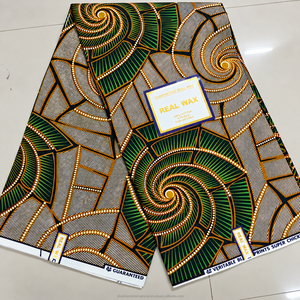 Brown Black Luxury African Wax Print Ankara Fabric Geometric Spiral Pattern for Women Dressmaking - Product Image 6
