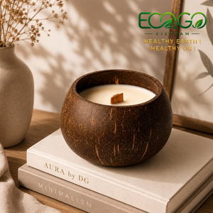 Eco2go Vietnam Wholesale <b>Cheap</b> Price Coconut Shell <b>Candle</b> Bowl / Coconut Shell Bowl for <b>Candle</b> Free Engrave Laser Logo Handmade - Product Image 1