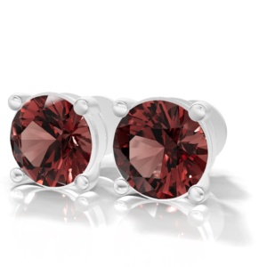 Natural Round Brilliant Cut Garnet <b>Stud</b> <b>Earrings</b> In 925 <b>Sterling</b> <b>Silver</b> Classic Women's Jewelry - Product Image 1