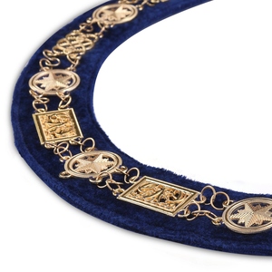 Collier en chaîne plaqué or de la Grande Loge Nationale Française, en velours bleu marine, pour la cérémonie de la Fête Nationale, insignes maçonniques de cérémonie - Product Image 2