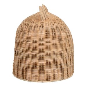 Niche pour chat en rotin en forme de dôme, avec oreilles d'ours mignonnes, panier-lit en osier pour chat, nid de sommeil fermé pour chien d'intérieur avec coussin moelleux - Product Image 2