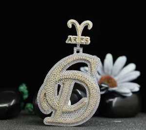 Collar de Lujo con Colgante del Signo Zodiacal Aries, Estilo Hip Hop, con Incrustaciones de Moissanita VVS, Aspecto de Diamante, Joyería Astrologica - Product Image 4