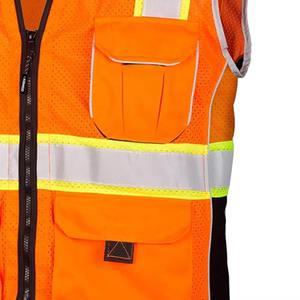 High Visibility Safety Vest Unisex Polyester Workwear with Reflective Stripes and Multiple Pockets - Product Image 4